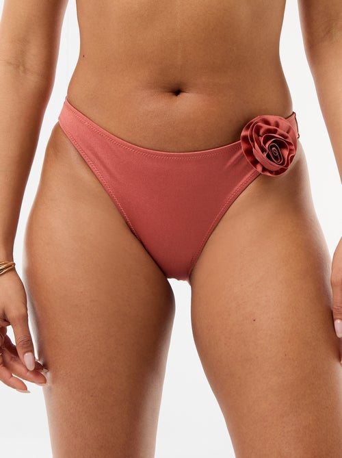 Cueca de biquíni com flor em relevo - Kiabi
