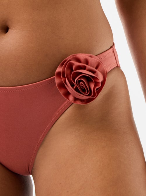 Cueca de biquíni com flor em relevo - Kiabi