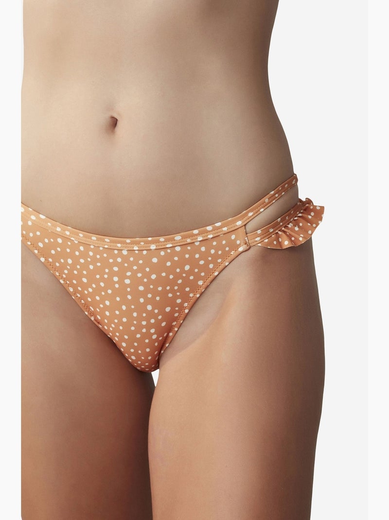 Cueca de biquíni com folho lateral muito suave penti Laranja-claro - Kiabi