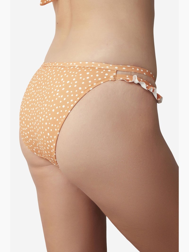 Cueca de biquíni com folho lateral muito suave penti Laranja-claro - Kiabi