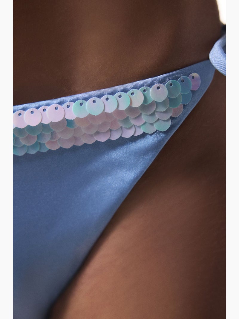 Cueca de biquíni com lantejoulas penti Azul-céu - Kiabi