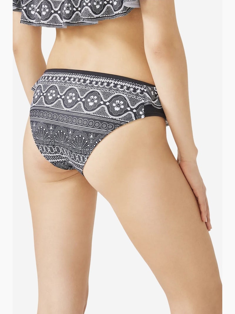 Cueca de biquíni monochrome lateral penti Preto Branco - Kiabi
