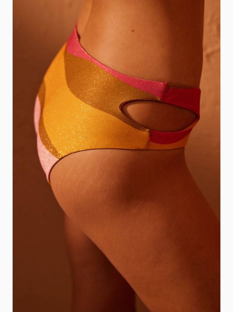 Cueca de biquíni vita cut penti Amarelo/Coral - Kiabi
