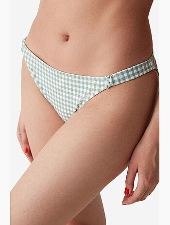 Cueca de biquíni xadrez gingham com vivo lateral greenlake penti