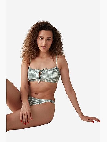 Cueca de biquíni xadrez gingham com vivo lateral greenlake penti