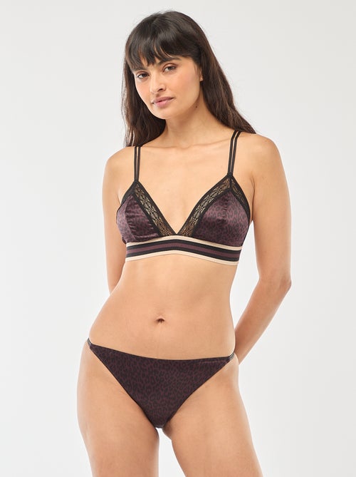 Cueca de cetim com estampado de leopardo - Kiabi