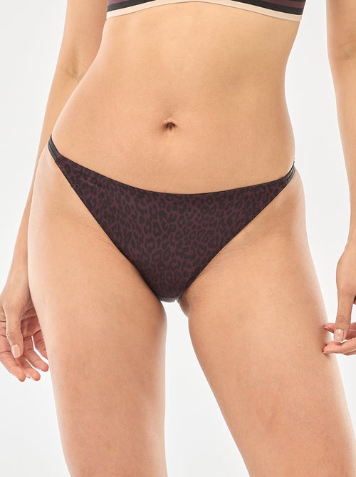 Cueca de cetim com estampado de leopardo - Kiabi