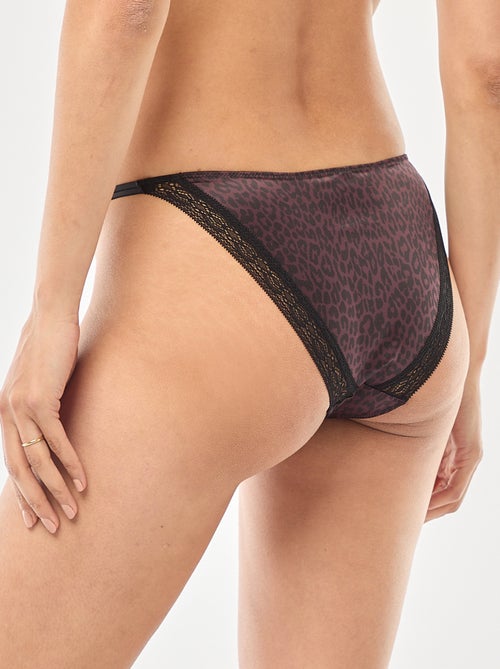 Cueca de cetim com estampado de leopardo - Kiabi