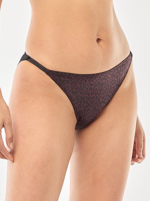 Cueca de cetim com estampado de leopardo - Kiabi