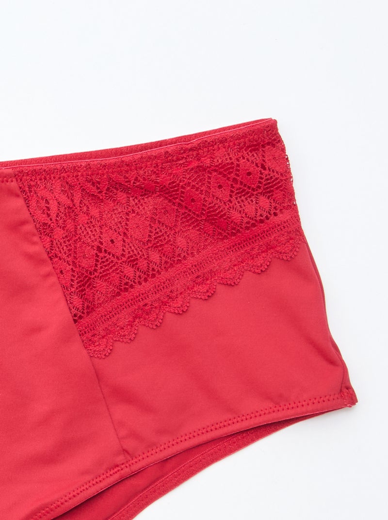Cueca de cetim com renda Vermelho - Kiabi