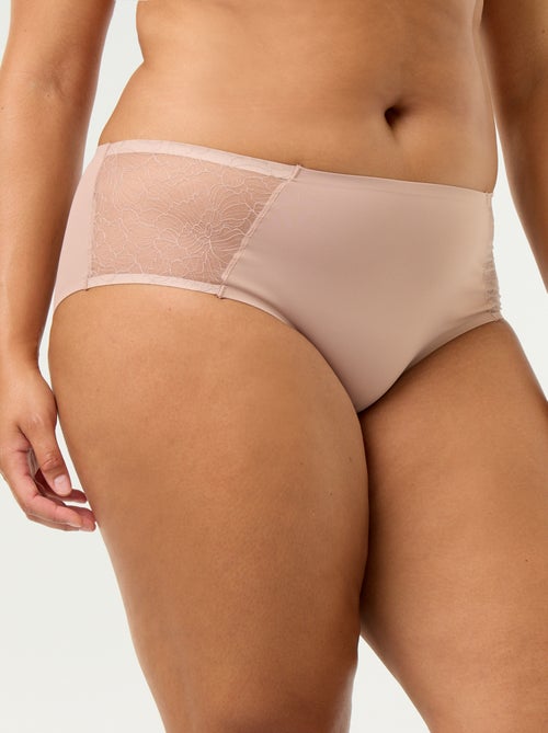 Cueca de cintura alta em microfibra com renda - Kiabi Cueca de cintura alta em microfibra com renda - Kiabi