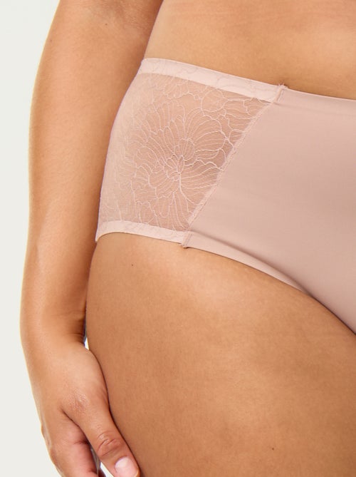 Cueca de cintura alta em microfibra com renda - Kiabi Cueca de cintura alta em microfibra com renda - Kiabi