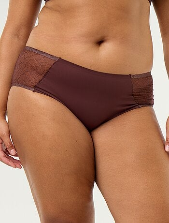 Cueca de cintura alta em microfibra com renda