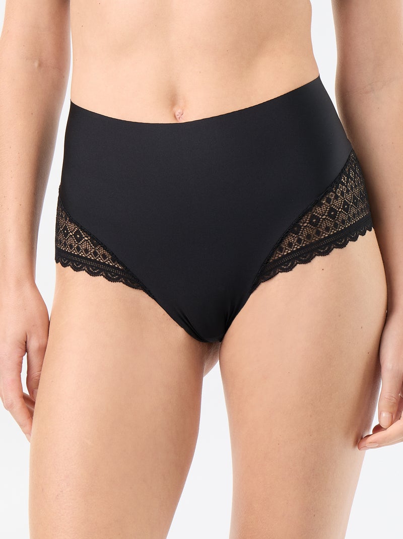 Cueca de cintura alta modeladora Preto - Kiabi