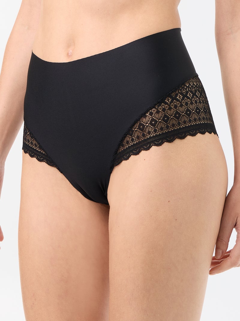 Cueca de cintura alta modeladora Preto - Kiabi