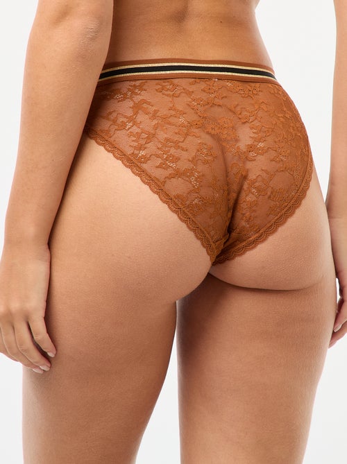 Cueca de renda com cintura elástica com glitter - Kiabi