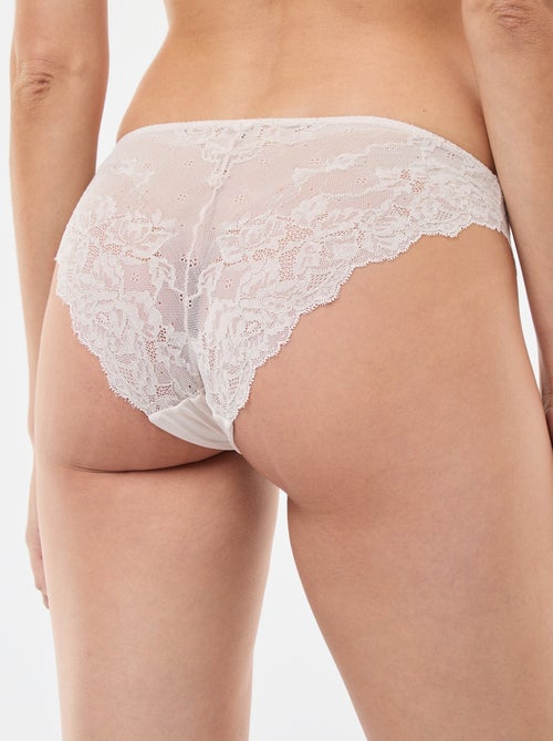 Cueca de renda com fios dourados - Kiabi