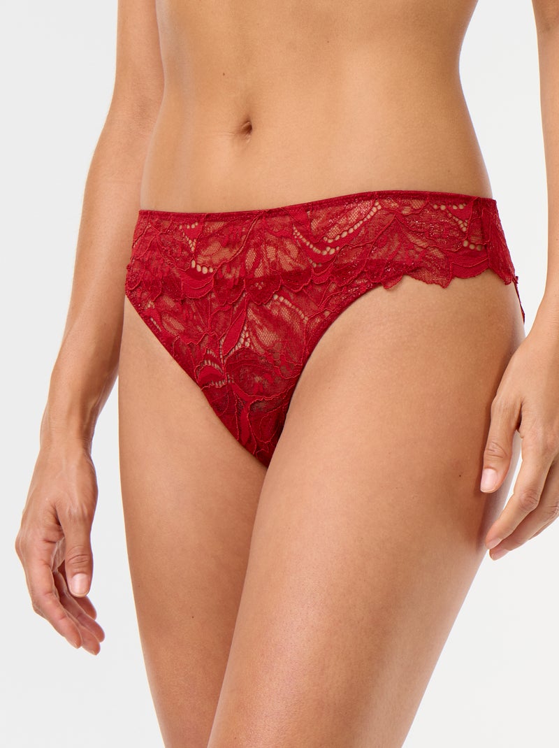 Cueca de renda com lantejoulas Vermelho - Kiabi