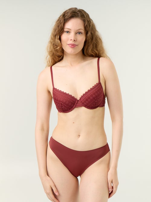 Cueca em microfibra e renda - Kiabi
