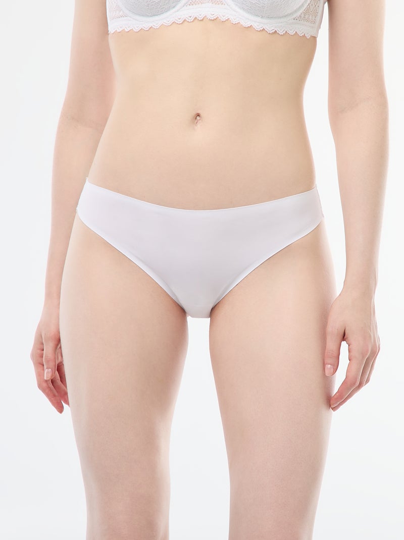 Cueca em microfibra e renda Branco - Kiabi