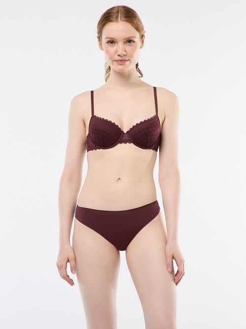 Cueca em microfibra e renda - Kiabi