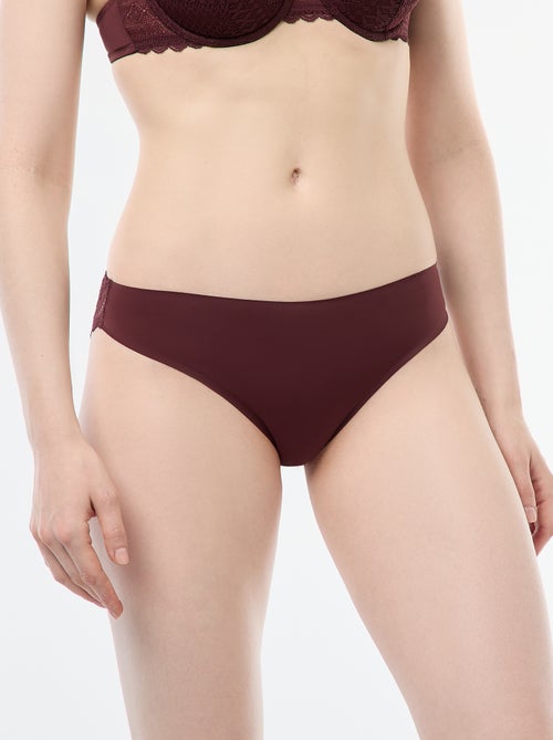 Cueca em microfibra e renda - Kiabi