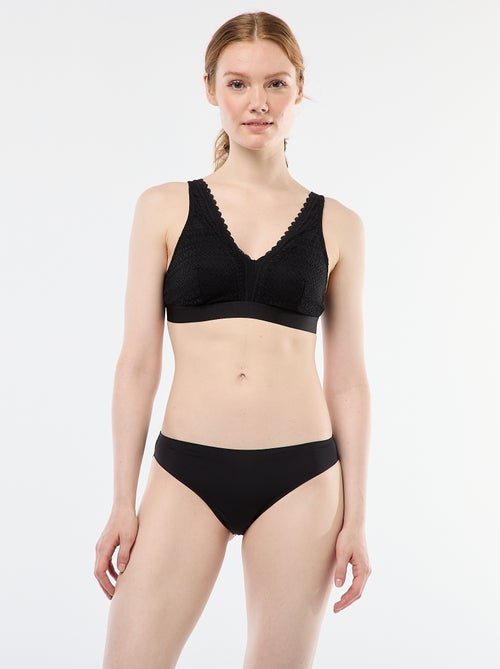 Cueca em microfibra e renda - Kiabi