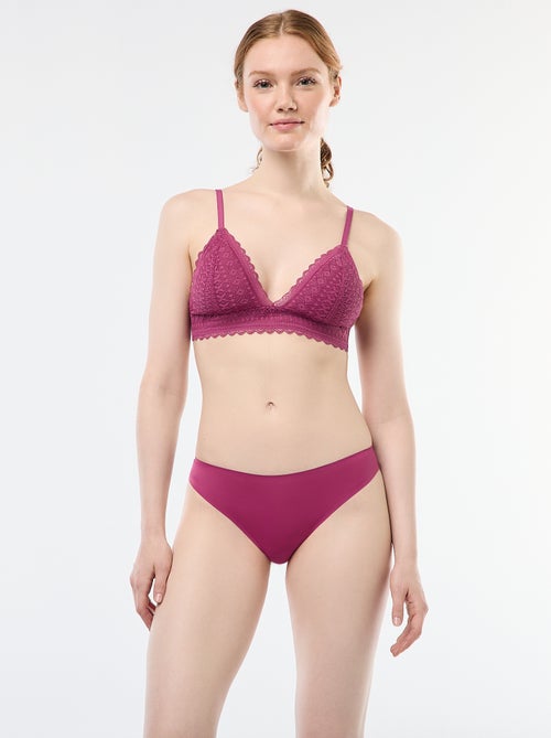 Cueca em microfibra e renda - Kiabi
