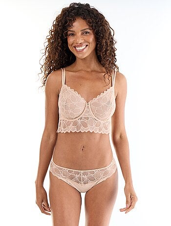 Cueca em microfibra e renda