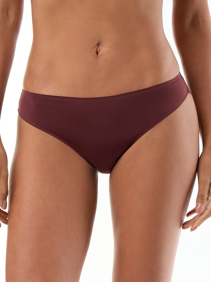 Cueca em microfibra e renda Roxo escuro - Kiabi