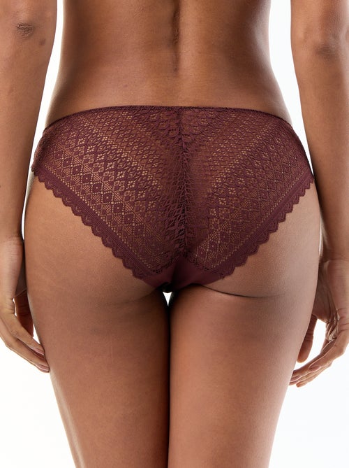 Cueca em microfibra e renda - Kiabi