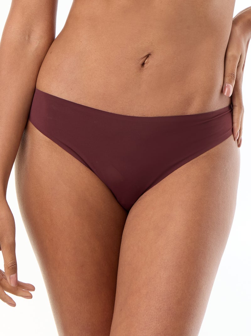 Cueca em microfibra e renda Roxo escuro - Kiabi