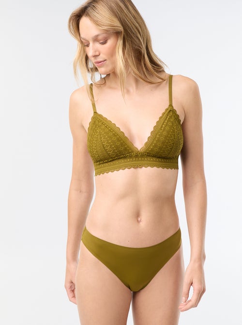Cueca em microfibra e renda - Kiabi