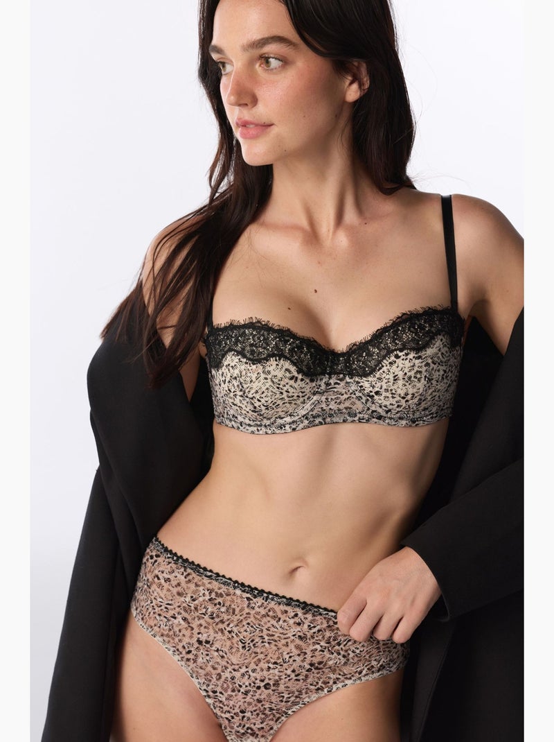 Cueca hipster cheeky com estampado de leopardo penti Bege-argila - Kiabi