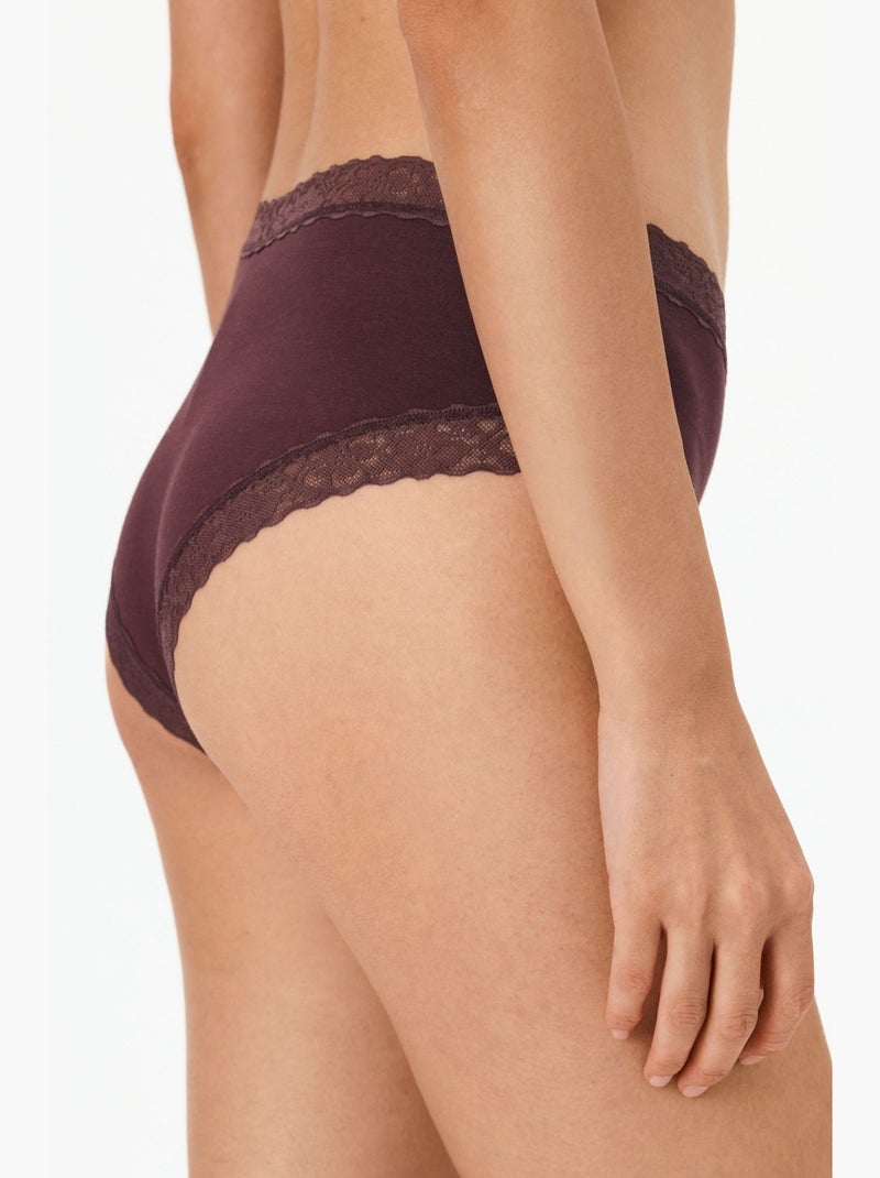 Cueca hipster confortável de algodão penti Vermelho bordô - Kiabi