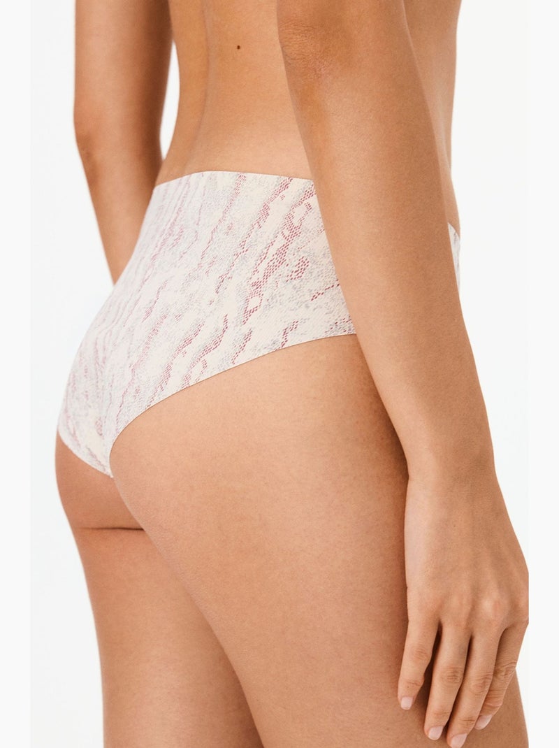 Cueca hipster de ajuste invisível com estampa de cobra penti Branco sujo - Kiabi