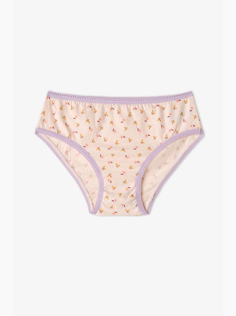 Cueca infantil flory floral em algodão penti Ecru/Rosa - Kiabi