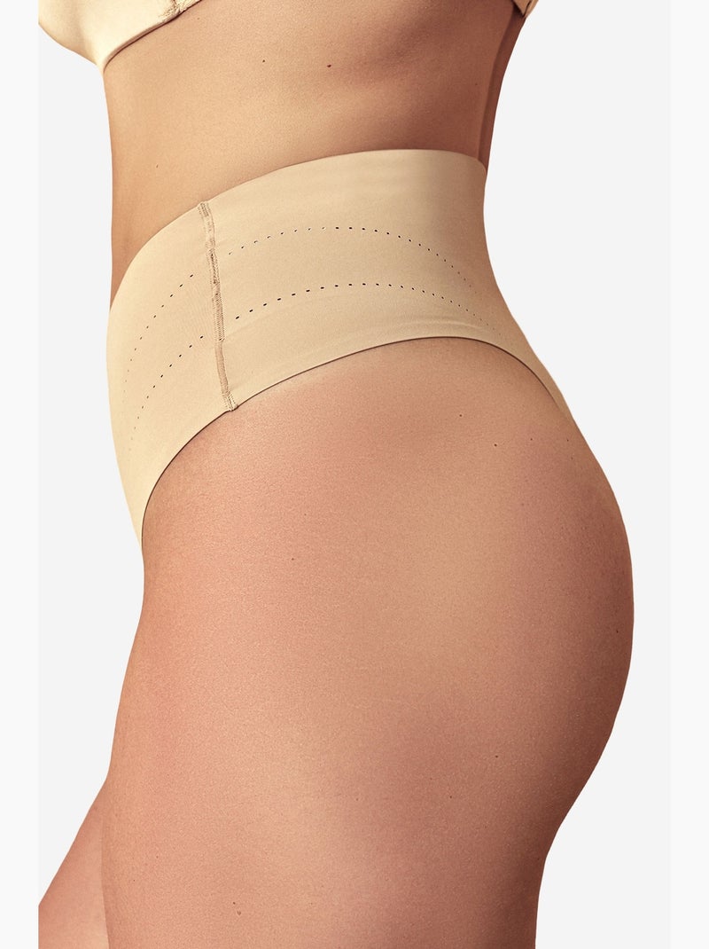 Cueca modeladora cintura alta leve invisível penti Bege-argila - Kiabi