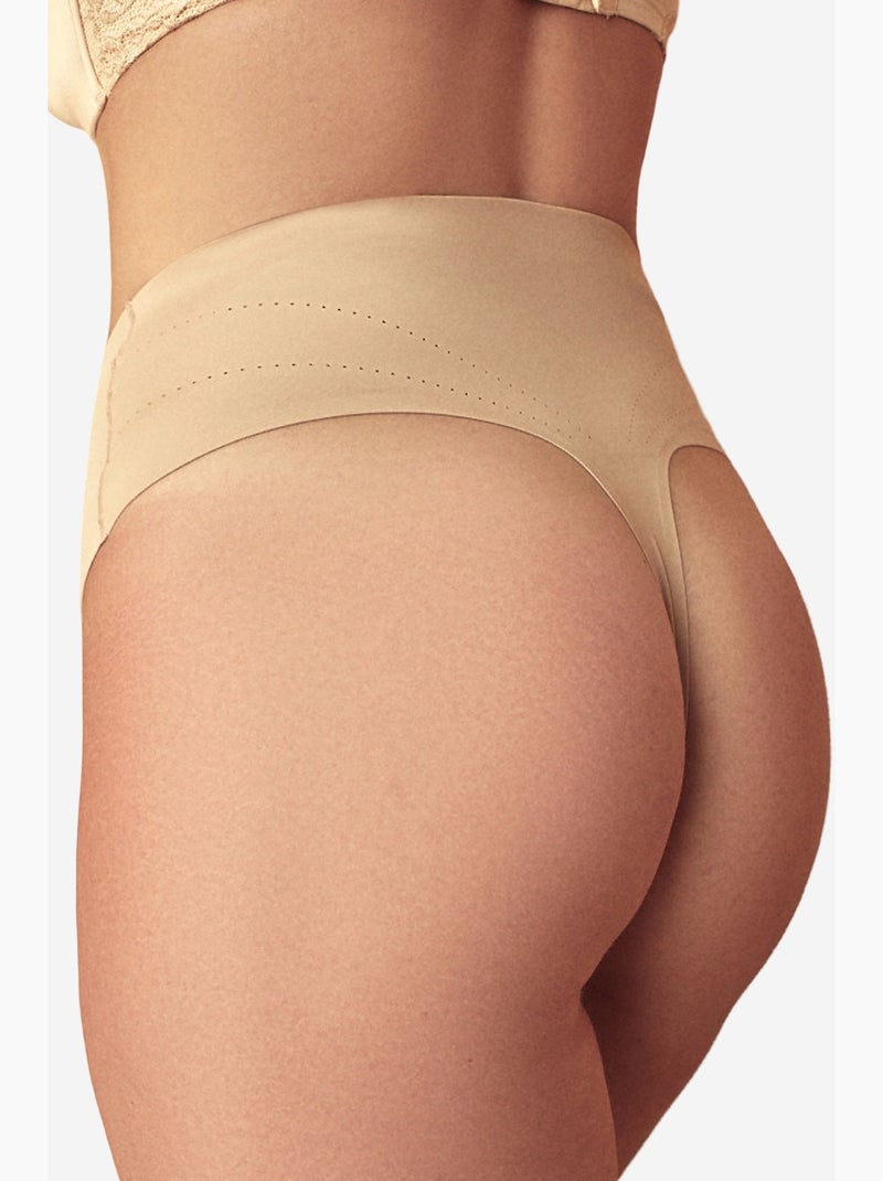 Cueca modeladora cintura alta leve invisível penti Bege-argila - Kiabi
