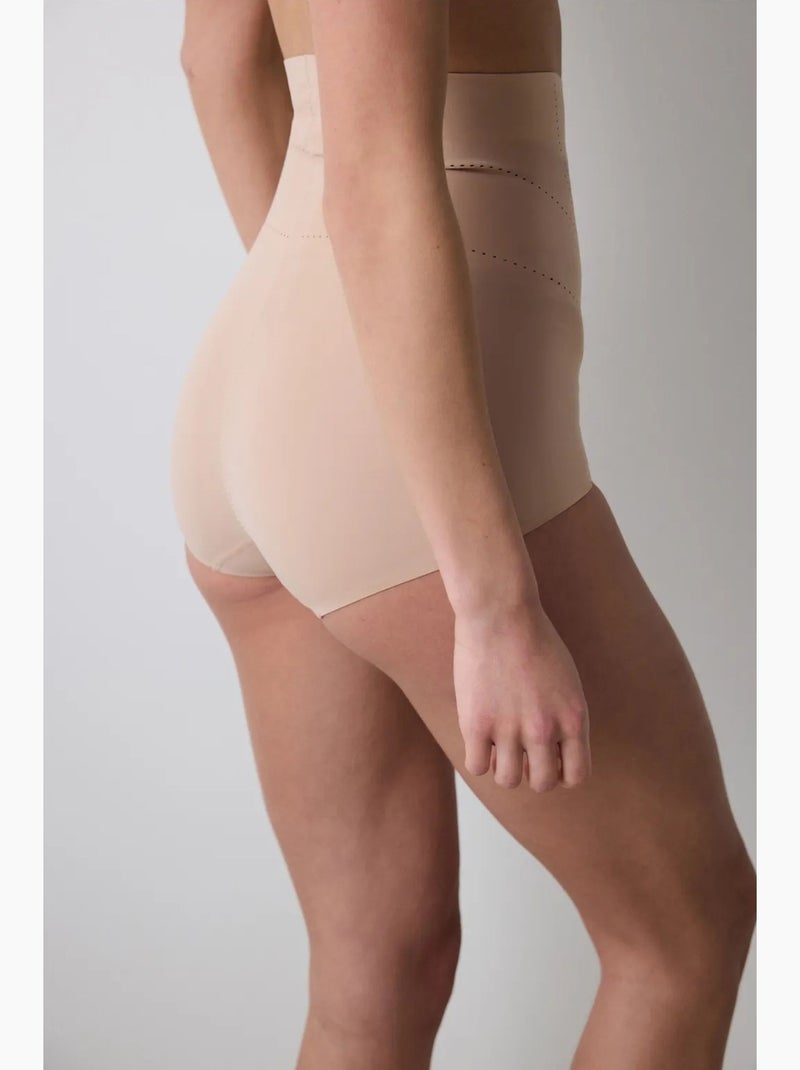 Cueca modeladora cintura alta leve invisível penti Bege-argila - Kiabi
