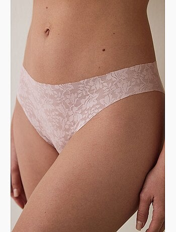 Cueca slip em renda sem marcas, corte a laser, cintura normal penti