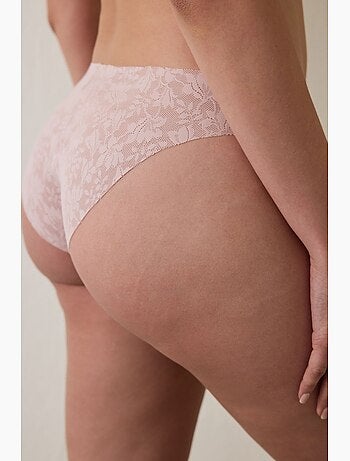Cueca slip em renda sem marcas, corte a laser, cintura normal penti