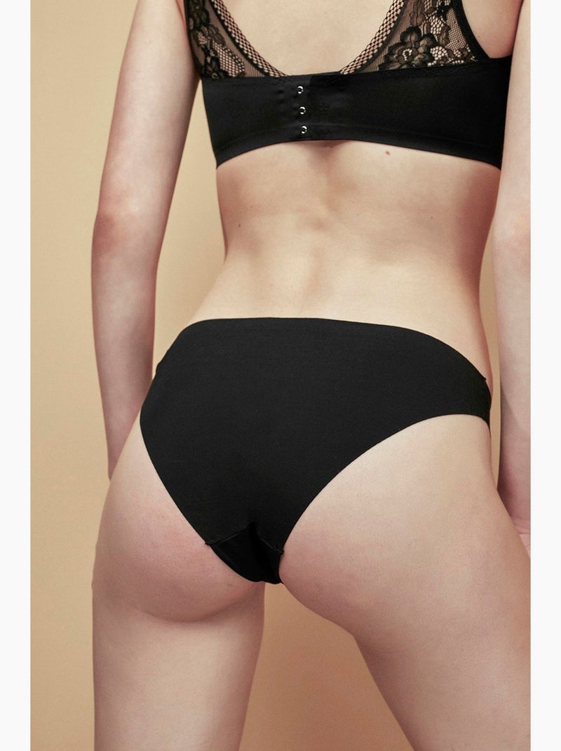 Cueca slip feminina, lisa, corte a laser penti Preto - Kiabi