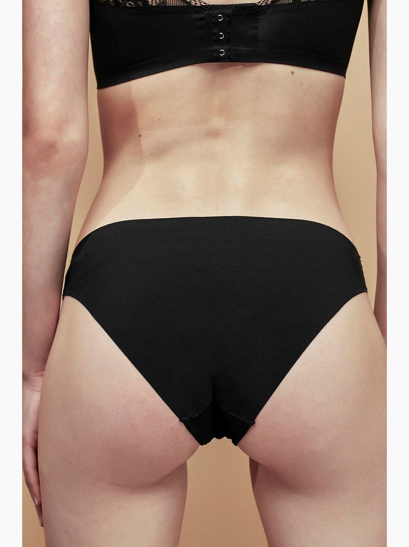 Cueca slip feminina, lisa, corte a laser penti Preto - Kiabi