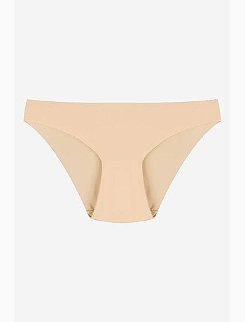 Cueca slip lisa sem costuras de cintura média com corte a laser penti