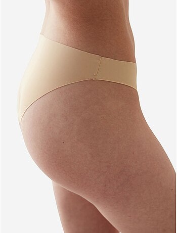 Cueca slip lisa sem costuras de cintura média com corte a laser penti