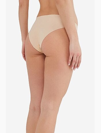 Cueca slip lisa sem costuras de cintura média com corte a laser penti