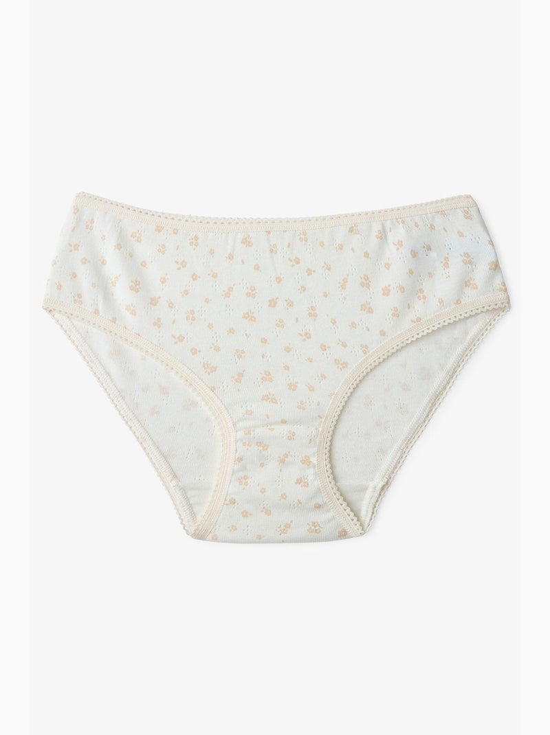 Cueca slip menina com estampado floral miúdo penti Creme - Kiabi