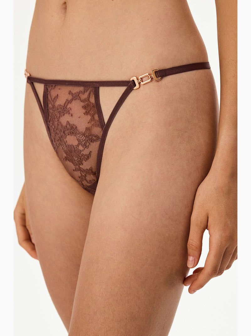 Cueca string com alças mulher penti Vermelho bordô - Kiabi