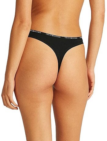 Cueca String Preta Tommy Hilfiger para Mulher UW0UW05741